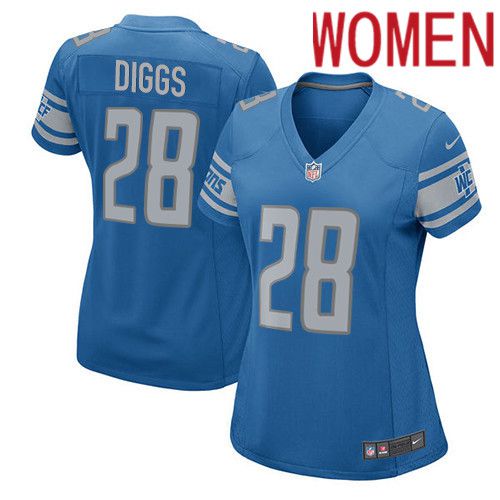 Women Detroit Lions #28 Quandre Diggs Nike Blue Player Game NFL Jersey->women nfl jersey->Women Jersey